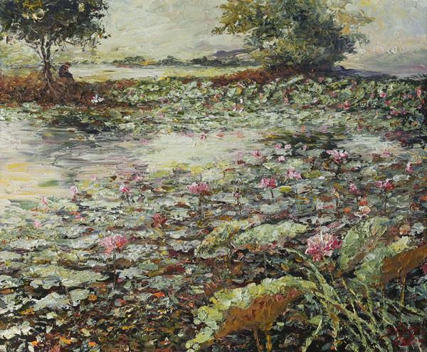 บึงบัว ขนาดภาพ 70 x 80 cm. เทคนิค สีอะคริลิก เกรียง บน canvas บึงบัว ขนาดภาพ 70 x 80 cm. เทคนิค สีอะคริลิก เกรียง บน canvas