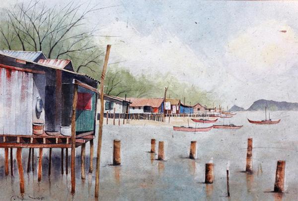 ชายทะเล สีน้ำ 50x70 ซม. สมชาย ชายทะเล สีน้ำ 50x70 ซม. สมชาย