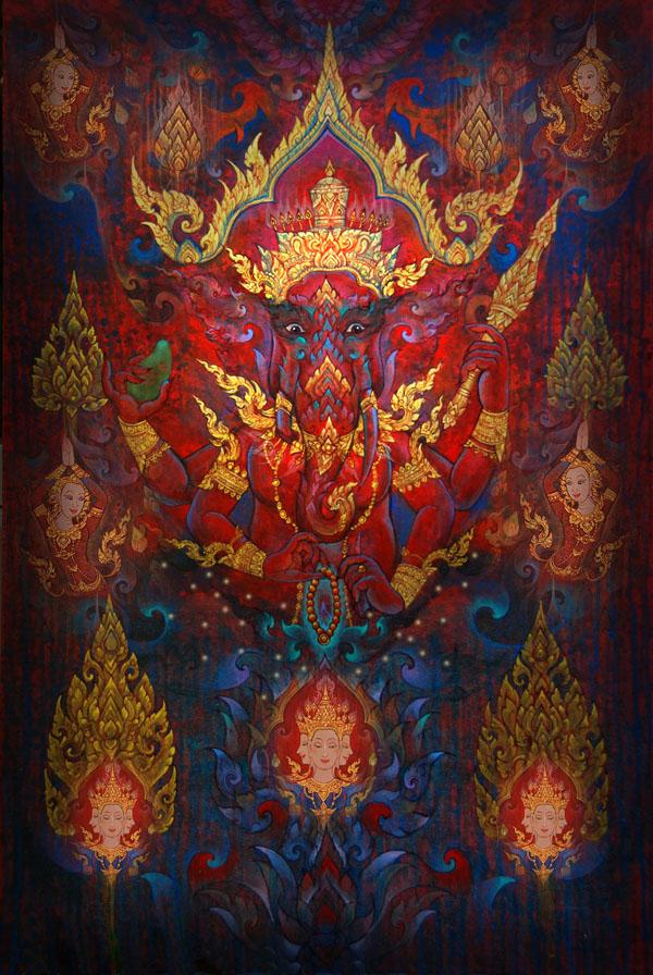 The God of Wisdom and Difficulty สีอะคริลิกบนผ้าใบ 60x80 ซม.ฉัตรชัย